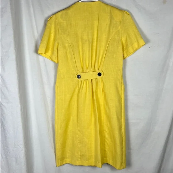 Vintage Union Made Damon Petite Yellow Button Up Career Dress - Picture 7 of 14